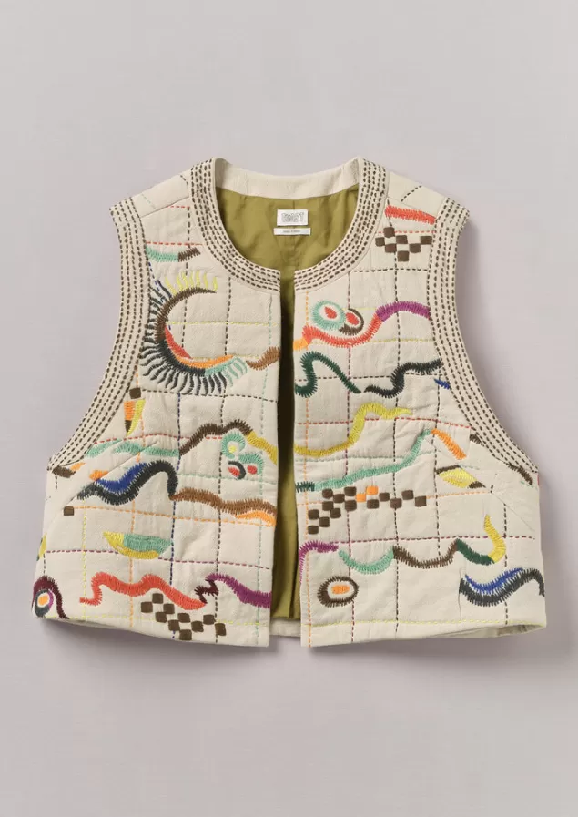 Women Toast Abstract Hand Embroidered Gilet