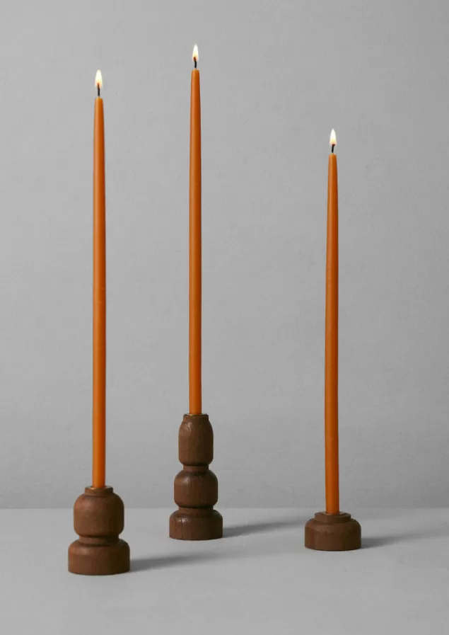 Toast wood Slim Dinner Candle Holder Set