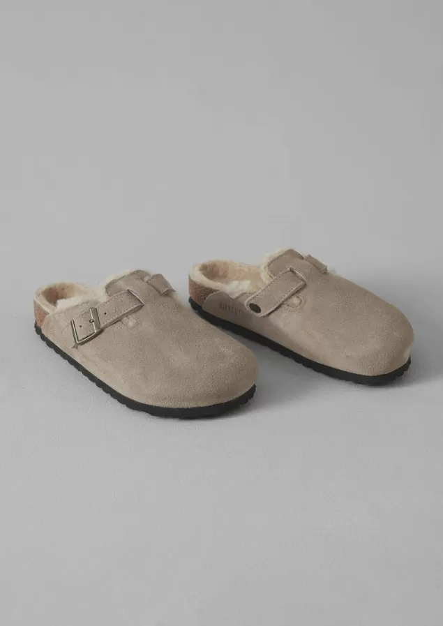 Women Toast Birkenstock Boston Suede Shearling Clogs