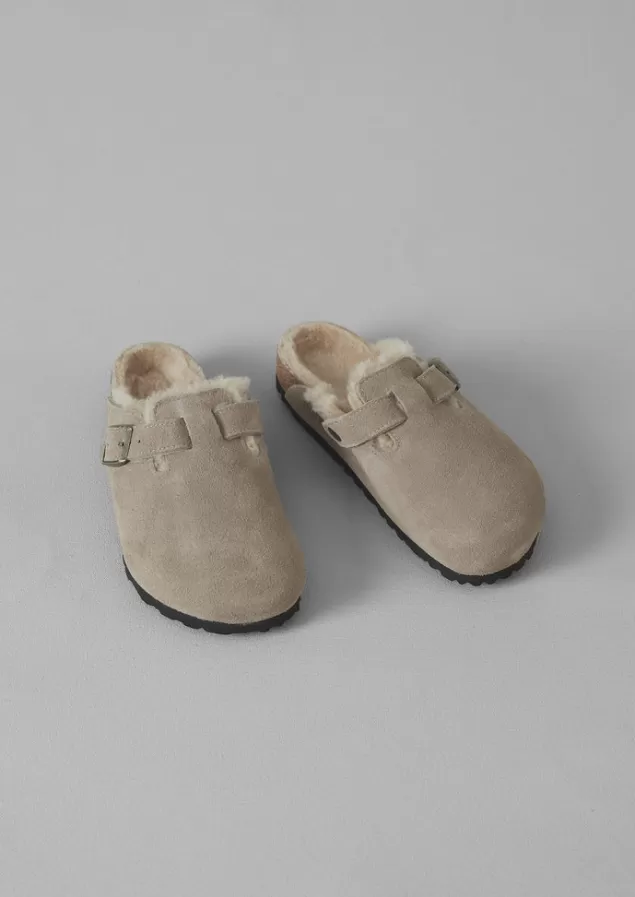 Women Toast Birkenstock Boston Suede Shearling Clogs