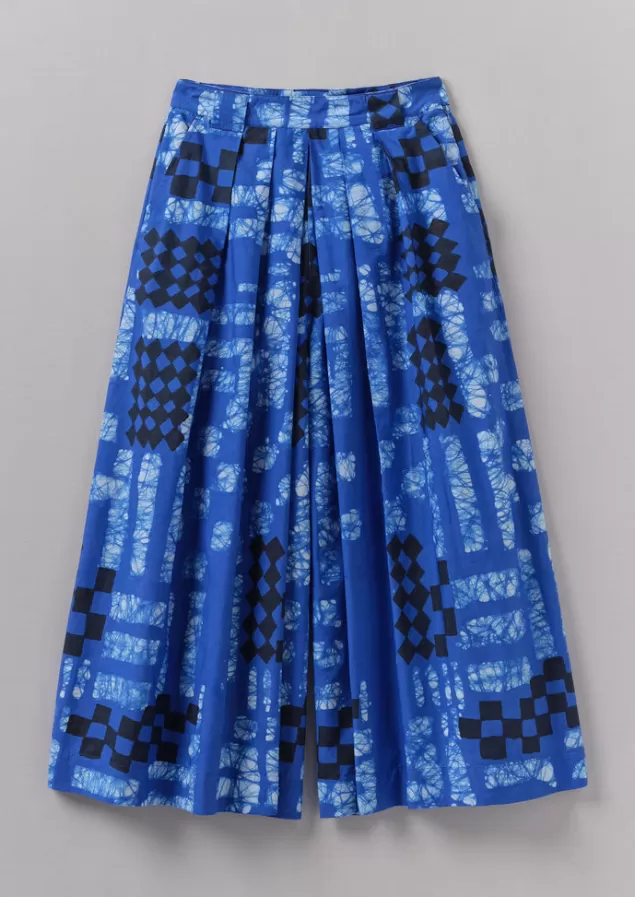 Women Toast Block Print Batik Cotton Culottes