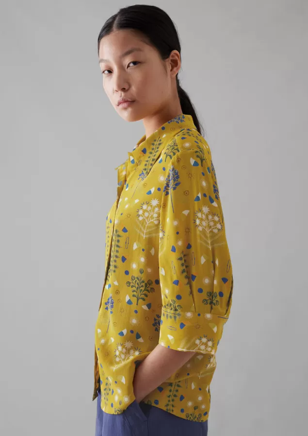 Women Toast Collector Print Crepe Shirt