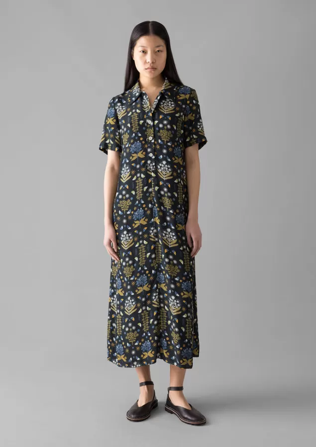 Women Toast Collector Print Fluid Shirt Dress