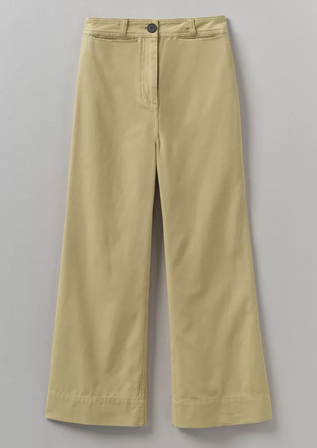 Women Toast Cotton Canvas Kick Flare Trousers