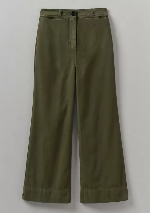 Women Toast Cotton Canvas Kick Flare Trousers