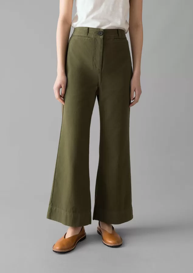 Women Toast Cotton Canvas Kick Flare Trousers