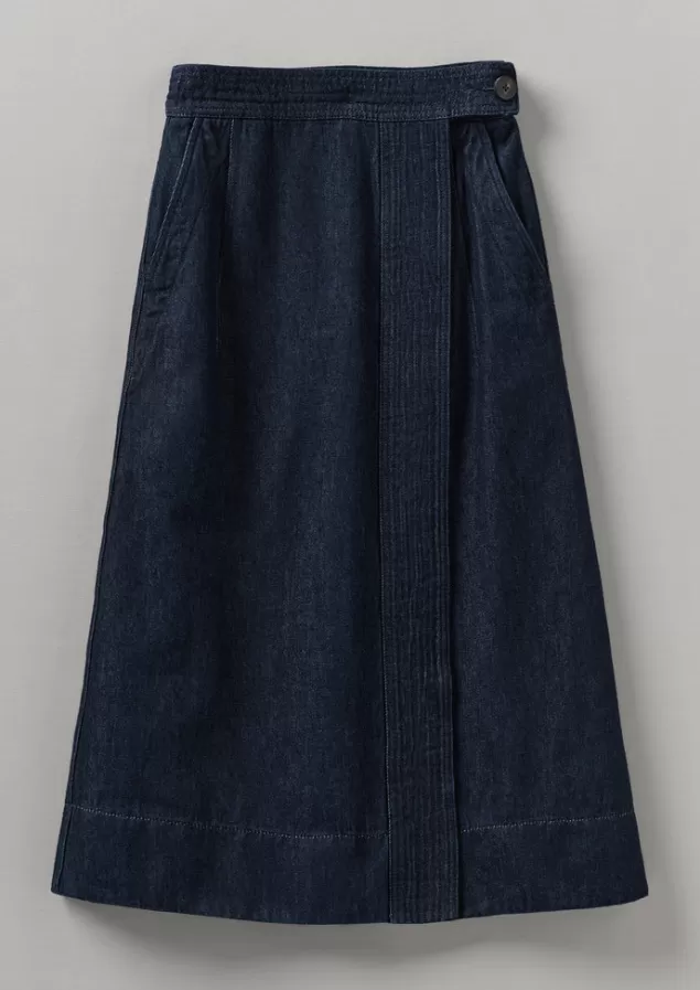 Women Toast Cotton Hemp Denim Wrap Skirt