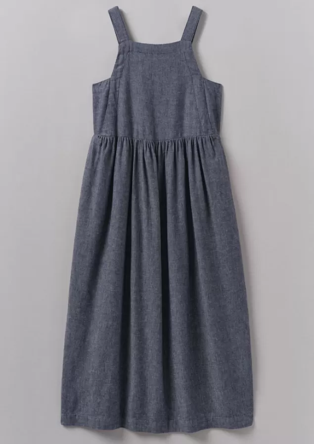 Women Toast Cotton Linen Twill Gathered Waist Dress