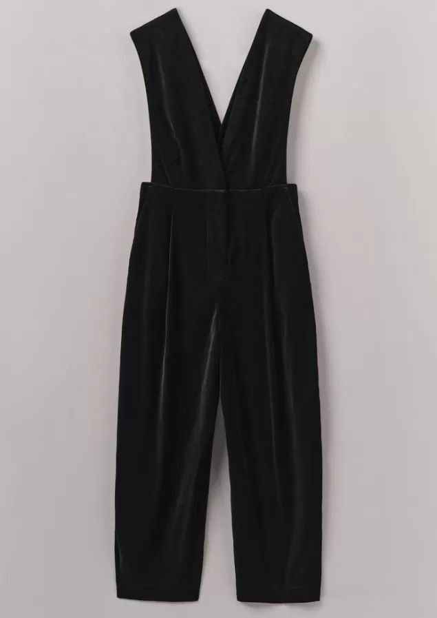 Women Toast Cotton Velvet Pinafore Jumpsuit