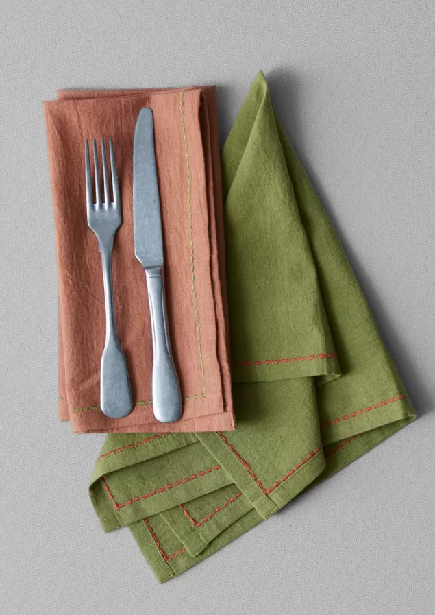 Toast Embroidered Cotton Linen Napkin Set