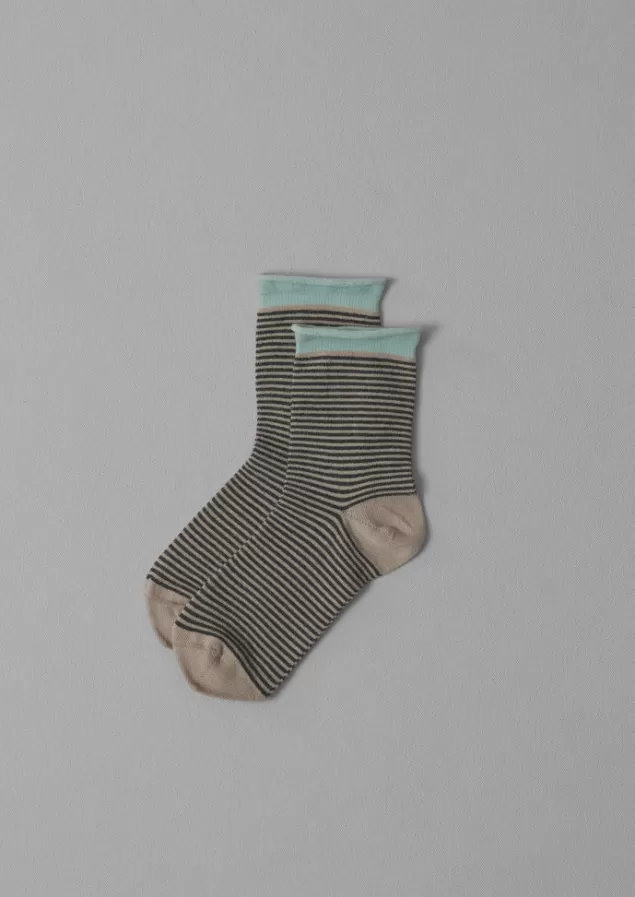 Women Toast Fine Stripe Cotton Cashmere Socks