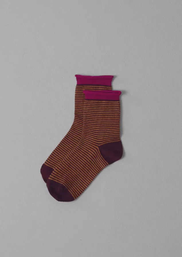 Women Toast Fine Stripe Cotton Cashmere Socks