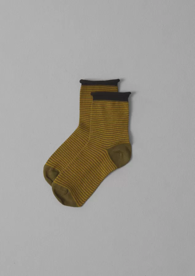 Women Toast Fine Stripe Cotton Cashmere Socks