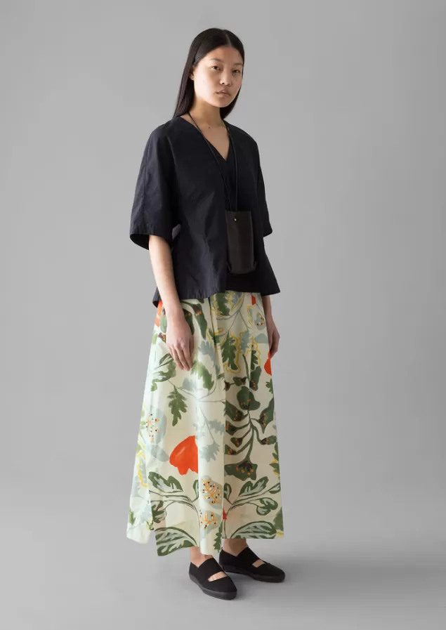 Women Toast Foliage Print Poplin Skirt