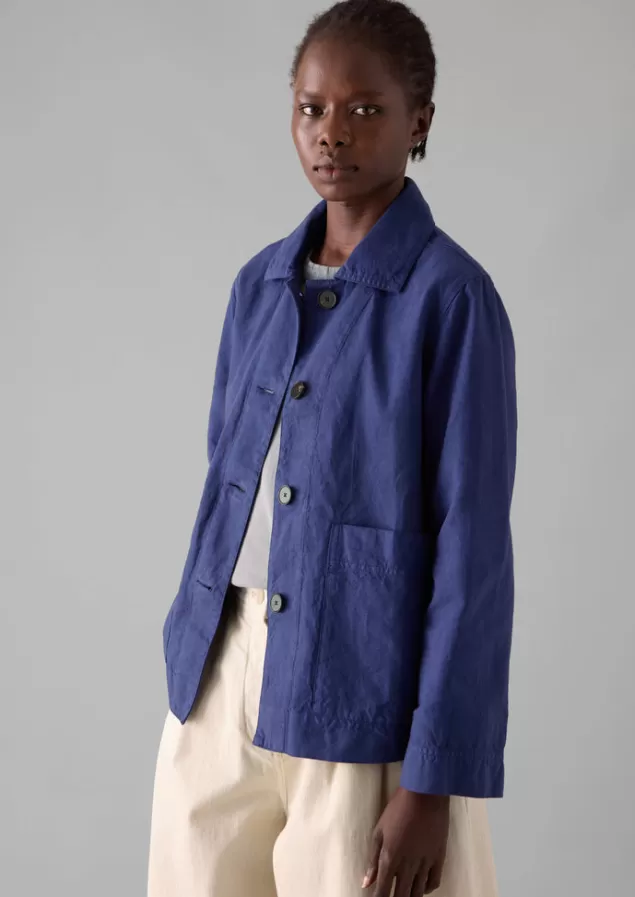 Women Toast Garment Dyed Cotton Linen Jacket