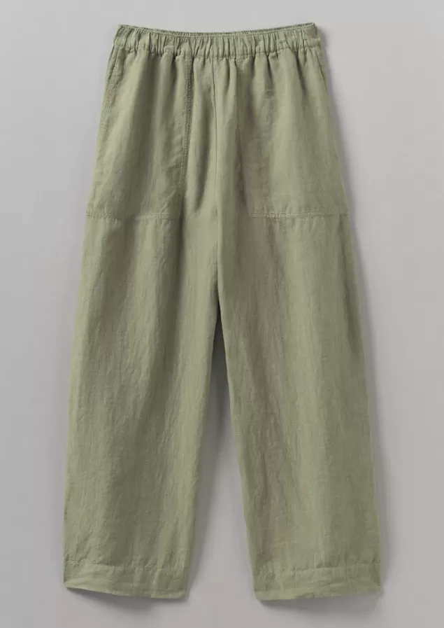 Women Toast Garment Dyed Linen Barrel Leg Trousers