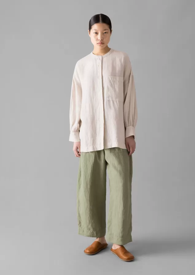 Women Toast Garment Dyed Linen Barrel Leg Trousers