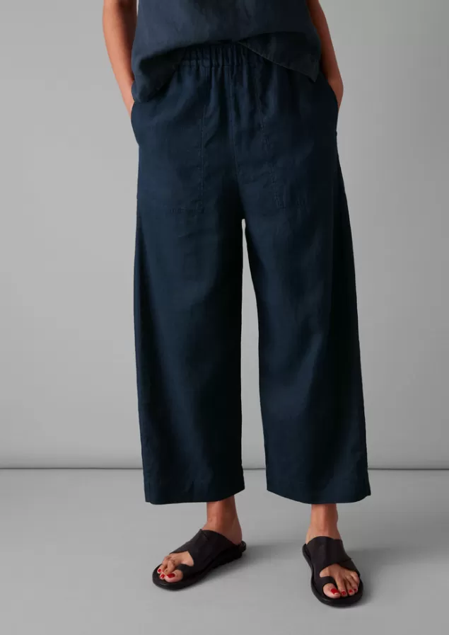 Women Toast Garment Dyed Linen Barrel Leg Trousers