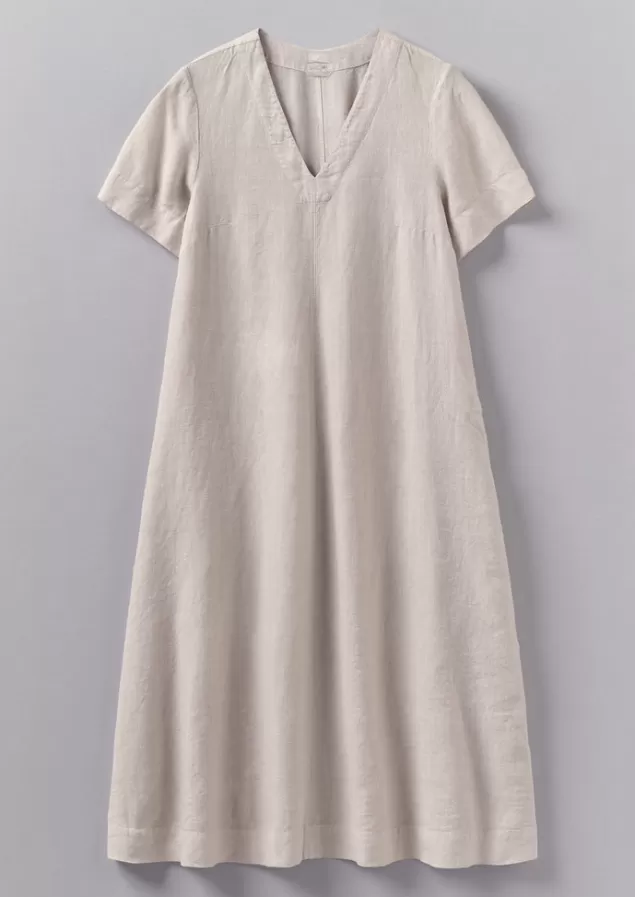 Women Toast Garment Dyed Linen V-Neck Dress