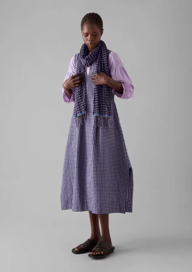 Women Toast Gingham Hand Woven Scarf