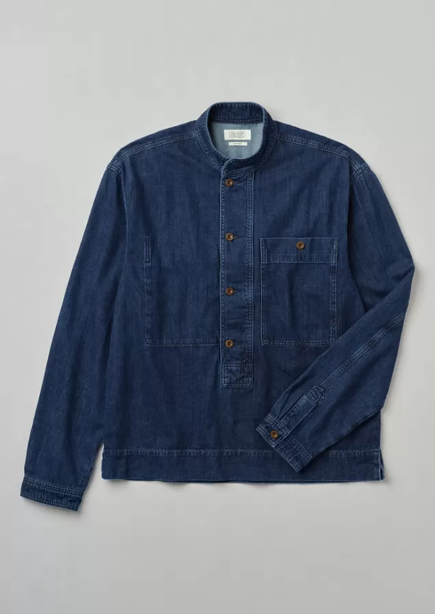 Toast Grandad Collar Half Placket Denim Shirt