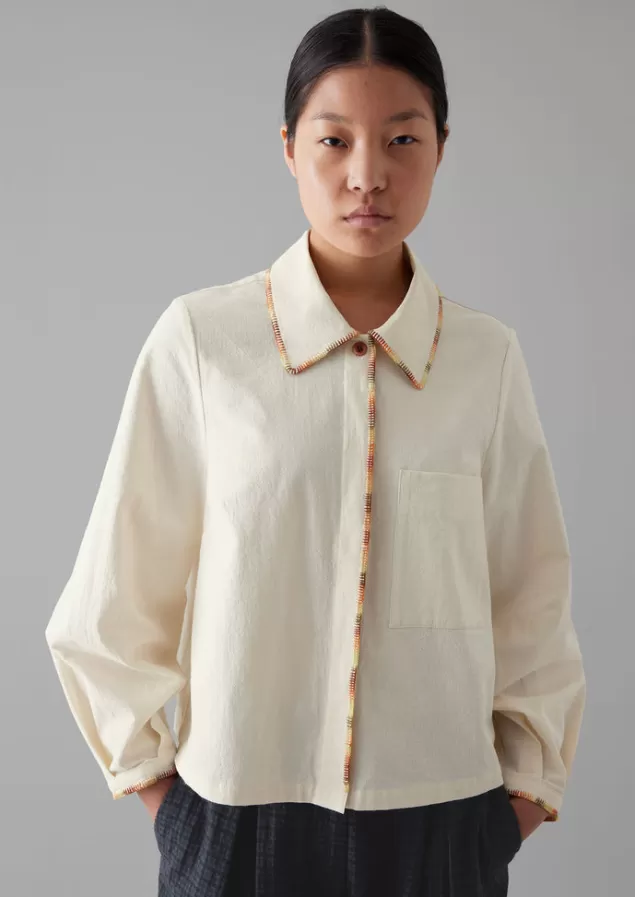 Women Toast Hand Embroidered Textured Cotton Shirt