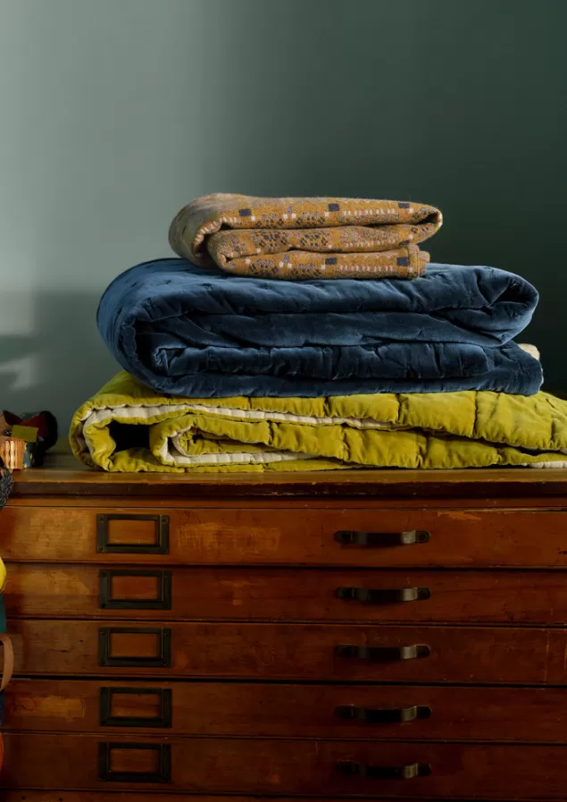 Toast Hand Quilted Velvet Throw