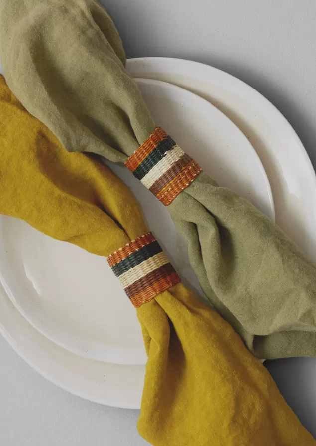 Toast Hand Woven Iraca Napkin Rings