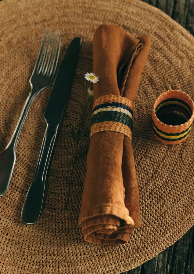 Toast Hand Woven Iraca Napkin Rings