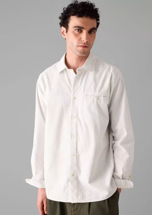 Toast Jet Pocket Fine Stripe Cotton Shirt