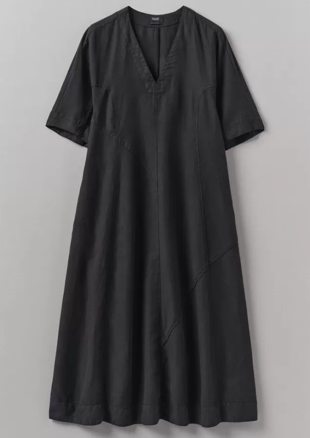 Women Toast Lyocell Linen Herringbone Panel Dress