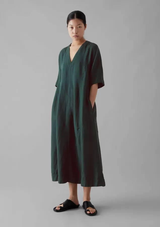 Women Toast Lyocell Linen Herringbone Panel Dress