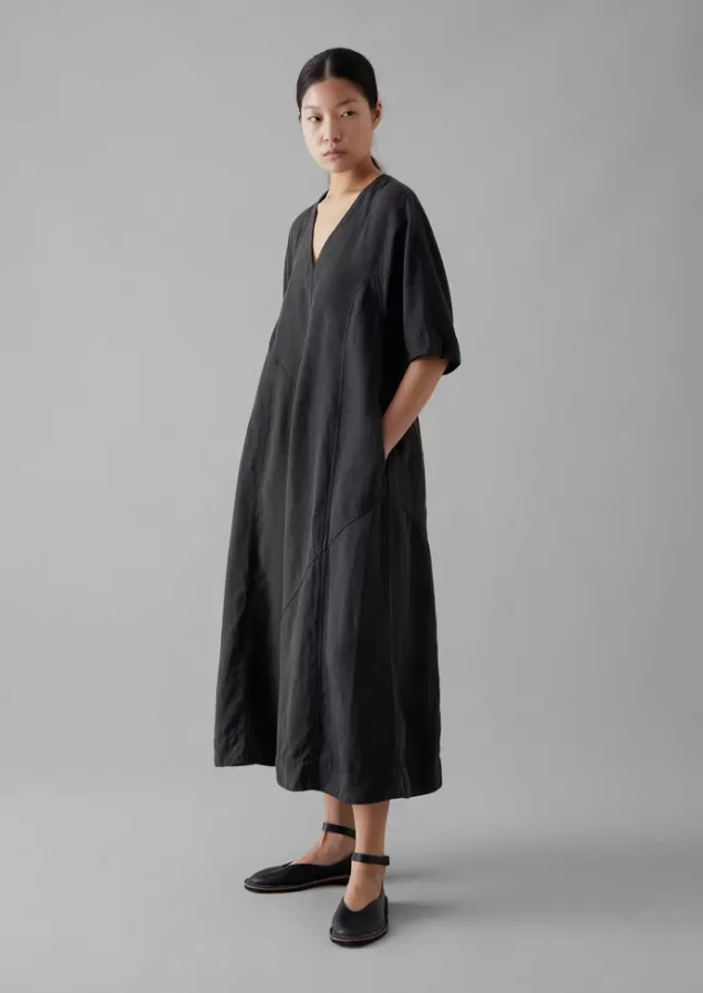 Women Toast Lyocell Linen Herringbone Panel Dress