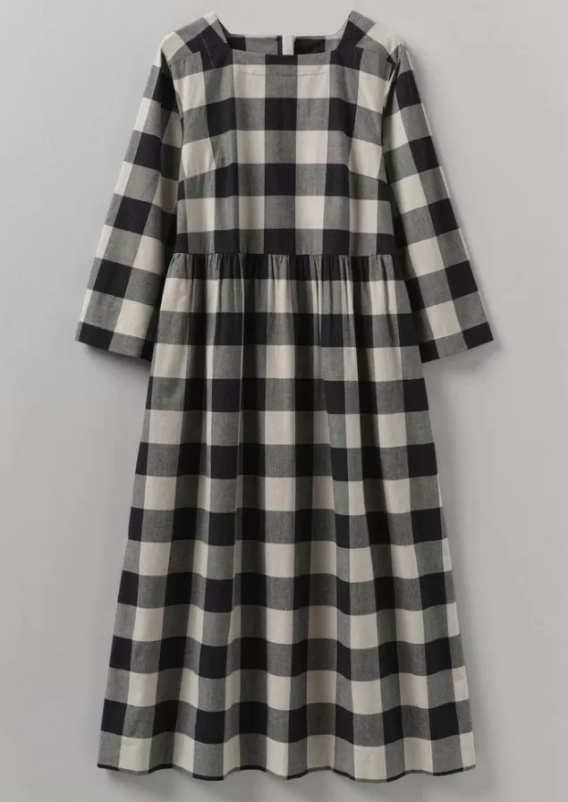 Women Toast Macro Gingham Cotton Cashmere Dress