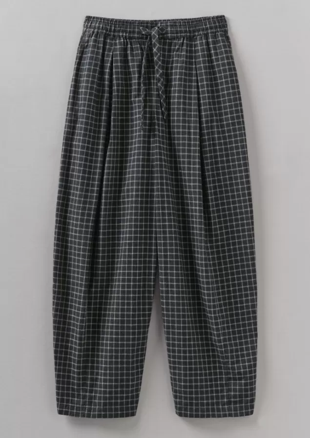 Women Toast Minako Graph Check Cotton Cashmere Trousers