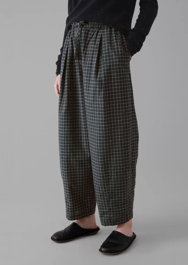 Women Toast Minako Graph Check Cotton Cashmere Trousers