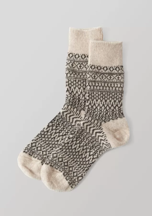 Women Toast Nishiguchi Kutsushita Wool Jacquard Socks