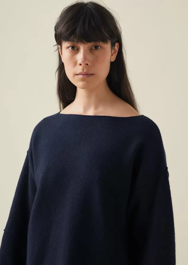 Women Toast Panelled Boiled Wool Sweater