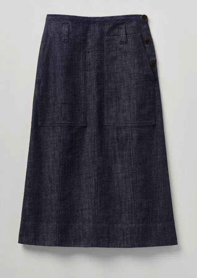 Women Toast Patch Pocket Organic Denim Skirt