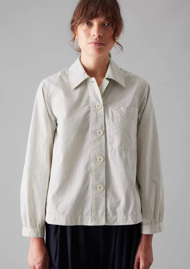 Women Toast Patch Pocket Stripe Organic Cotton Shirt