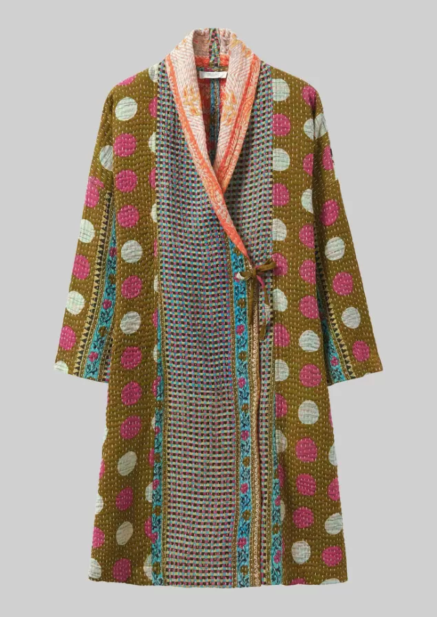 Women Toast Repurposed Kantha Coat