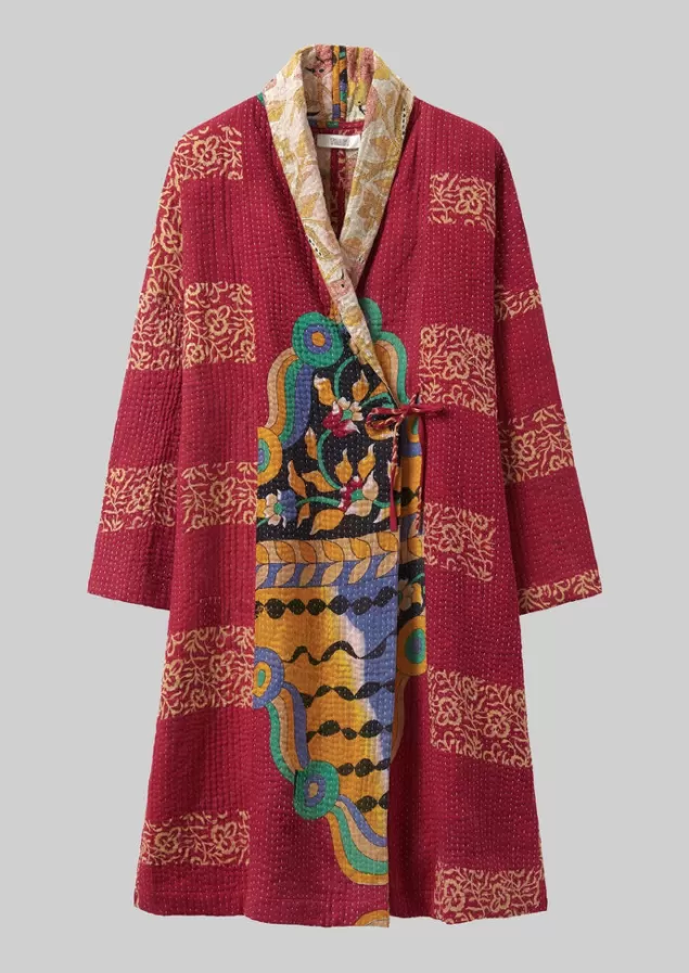 Women Toast Repurposed Kantha Coat