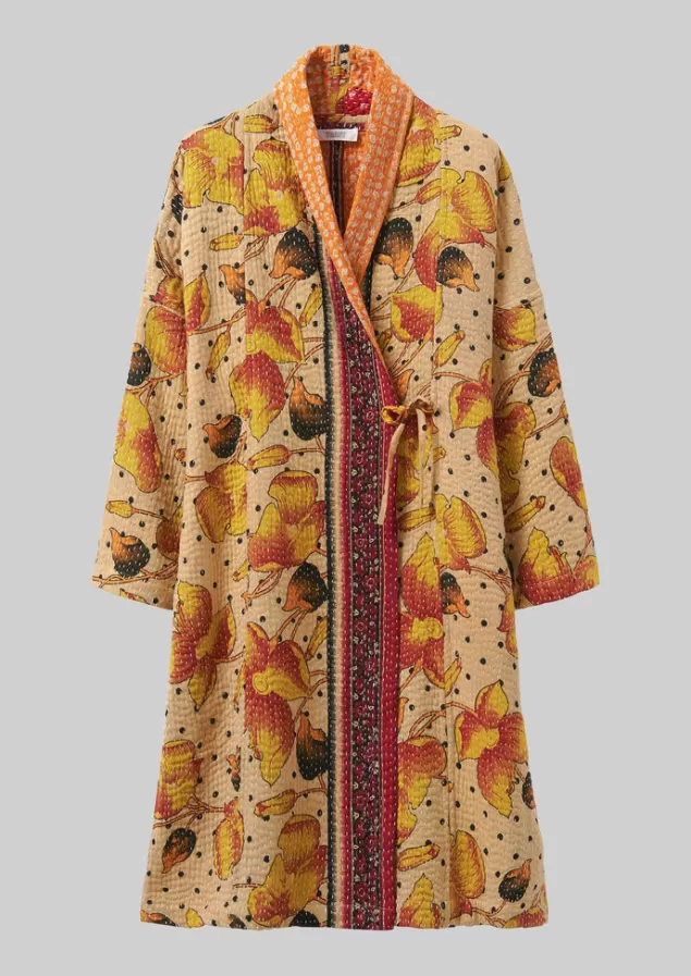 Women Toast Repurposed Kantha Coat