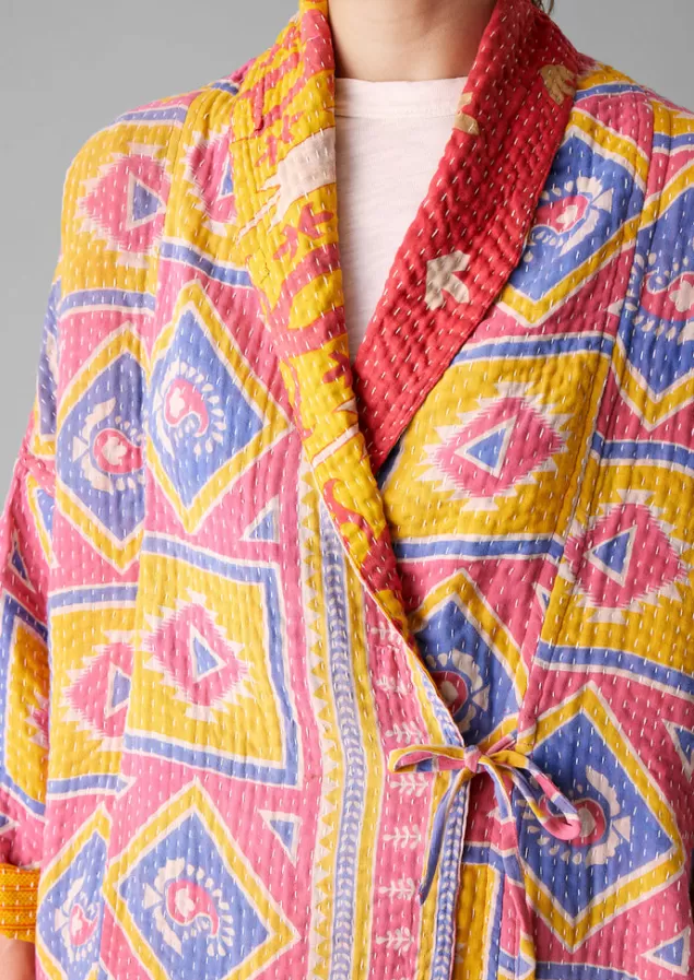 Women Toast Repurposed Kantha Coat