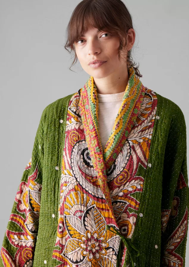 Women Toast Repurposed Kantha Coat