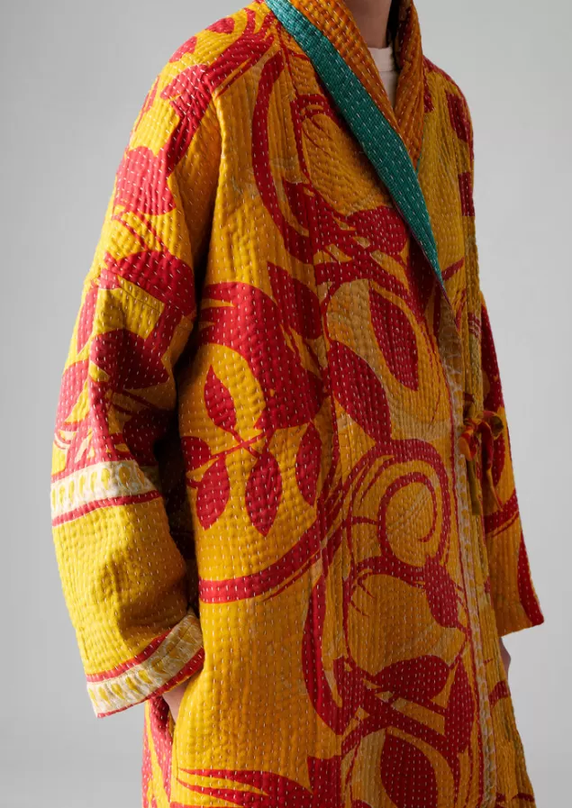 Women Toast Repurposed Kantha Coat