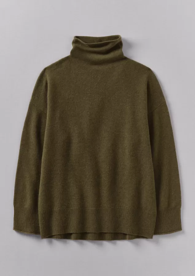 Women Toast Roll Neck Wool Cashmere Sweater