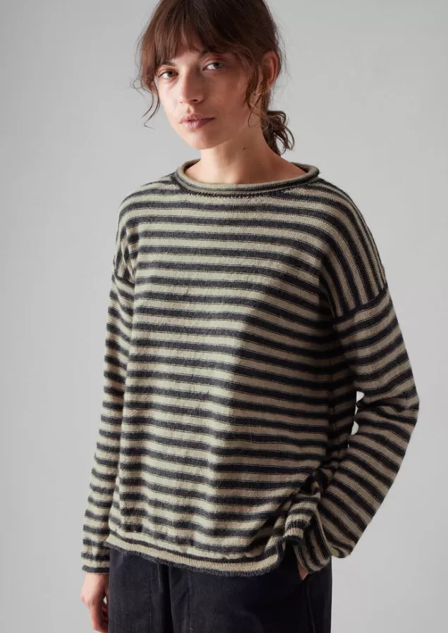 Women Toast Stripe Alpaca Wool Sweater