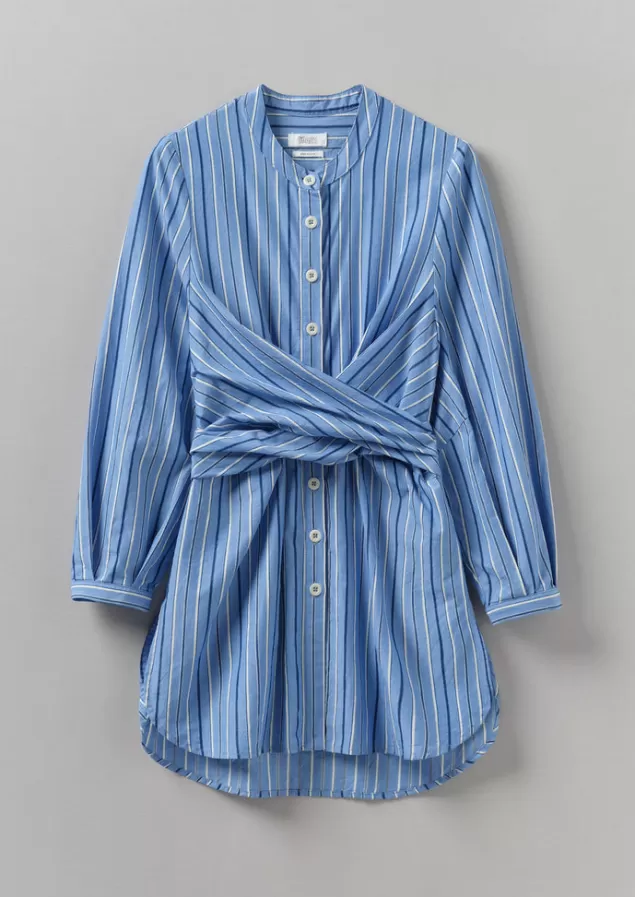 Women Toast Stripe Poplin Wrap Front Shirt