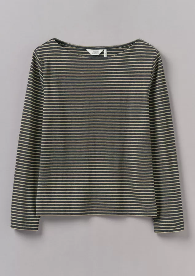 Women Toast Stripe Soft Cotton Long Sleeve Tee